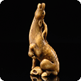 Deer and Wolf Scull Netsuke